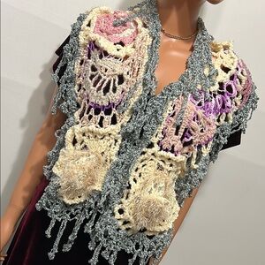 Colorful Crochet Scarf with Fringe